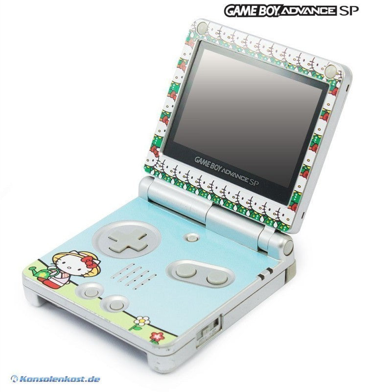 Konsole GBA SP silber Custom Design Hello Kitty + Netzteil