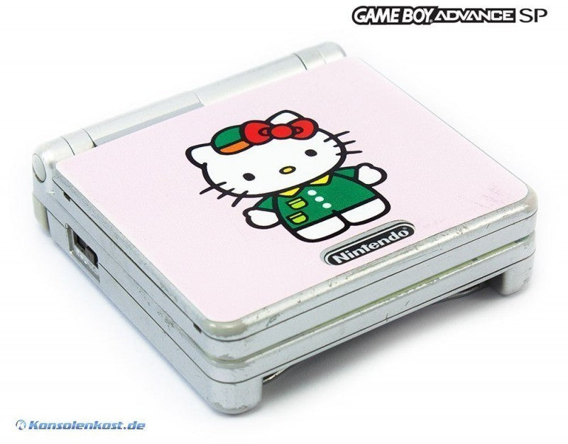 Konsole GBA SP silber Custom Design Hello Kitty + Netzteil