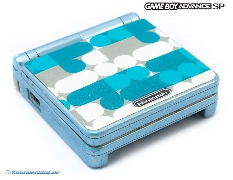 Konsole GBA SP silber Custom Design Neo Blue + Netzteil