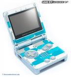 Konsole GBA SP silber Custom Design Neo Blue + Netzteil
