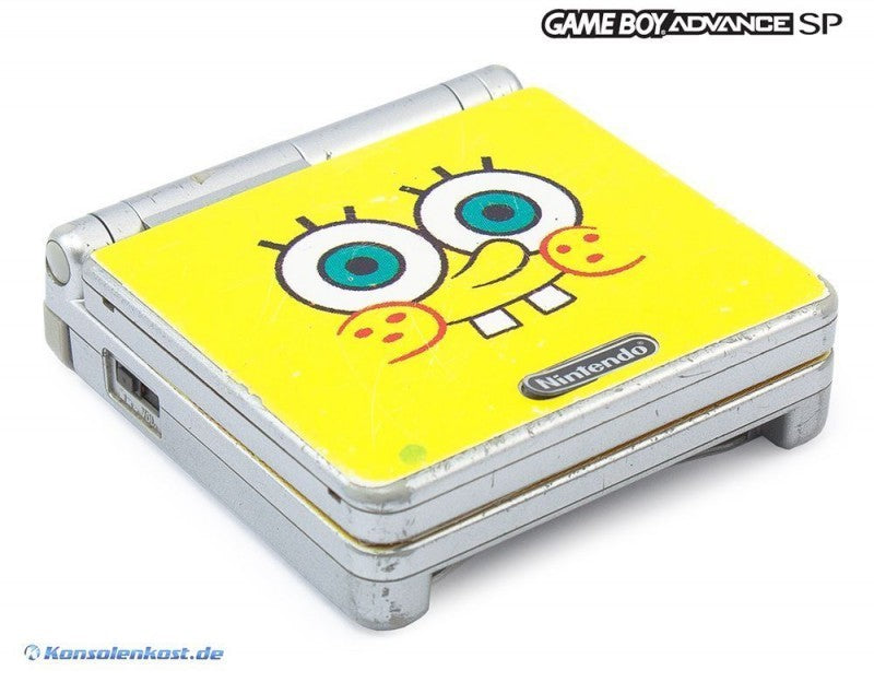 Konsole GBA SP silber Custom Design Spongbob + Netzteil