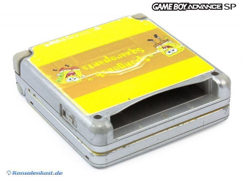 Konsole GBA SP silber Custom Design Spongbob + Netzteil