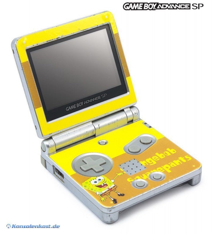 Konsole GBA SP silber Custom Design Spongbob + Netzteil