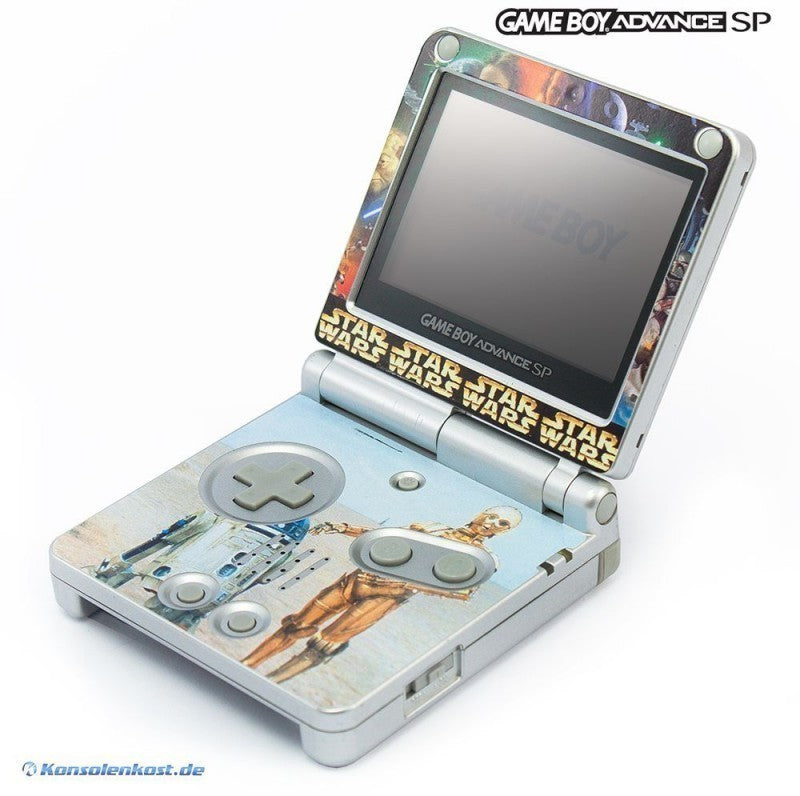 Konsole GBA SP silber Custom Design Star Wars Yoda + Netzteil