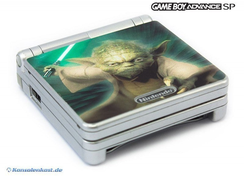 Konsole GBA SP silber Custom Design Star Wars Yoda + Netzteil