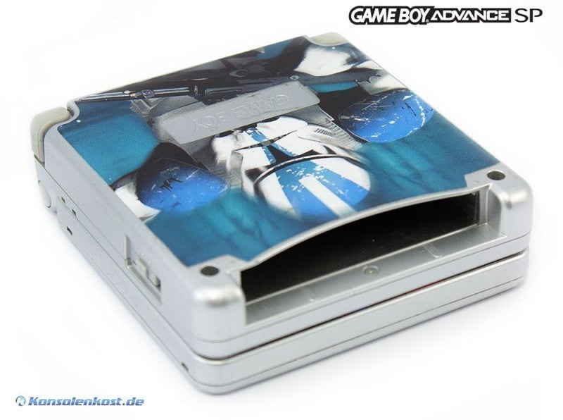 Konsole GBA SP silber Custom Design Star Wars Yoda + Netzteil