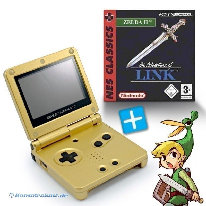 Konsole GBA SP + Zelda II: The Adventure of Link + Netzteil