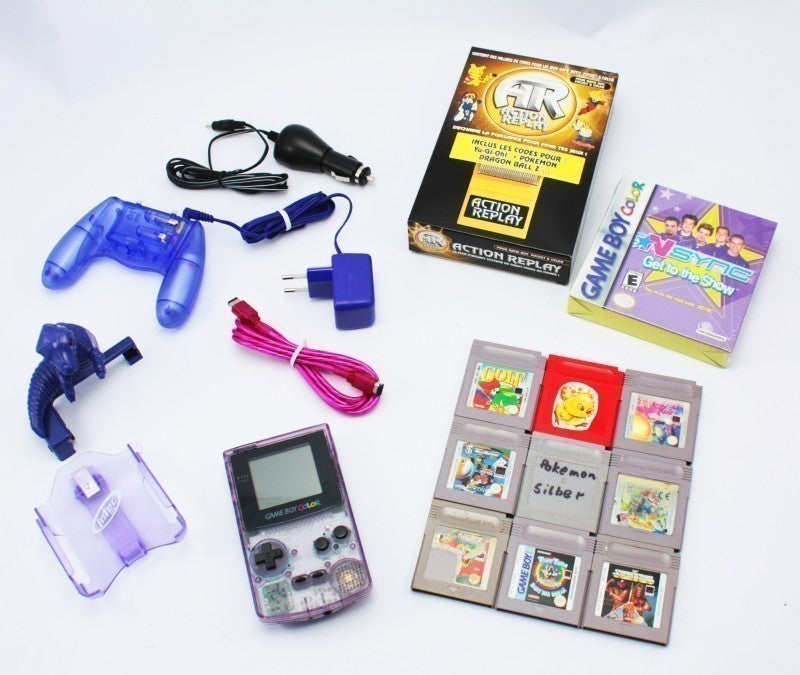 Konsole #Clear/Atomic Purple + 10 Spiele + viel Zubehör
