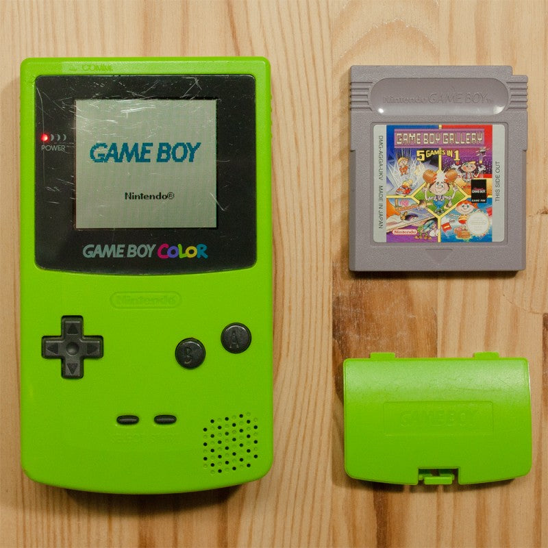 Konsole #Neongrün/Grün/Kiwi/Lime + Spiel GB Gallery 5in1
