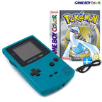 Konsole #Türkis / Blau / Teal + Pokémon Silber + Linkkabel