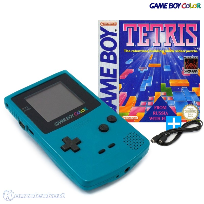 Konsole #Türkis / Blau / Teal + Tetris + Linkkabel