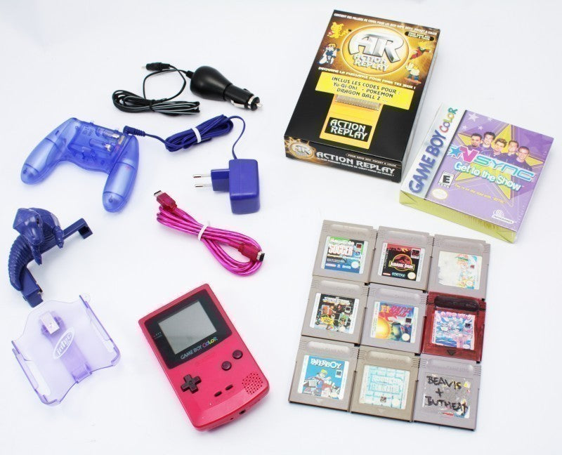 Set 3: Konsole #Rosa Pink + 10 Spiele + viel Zubehör