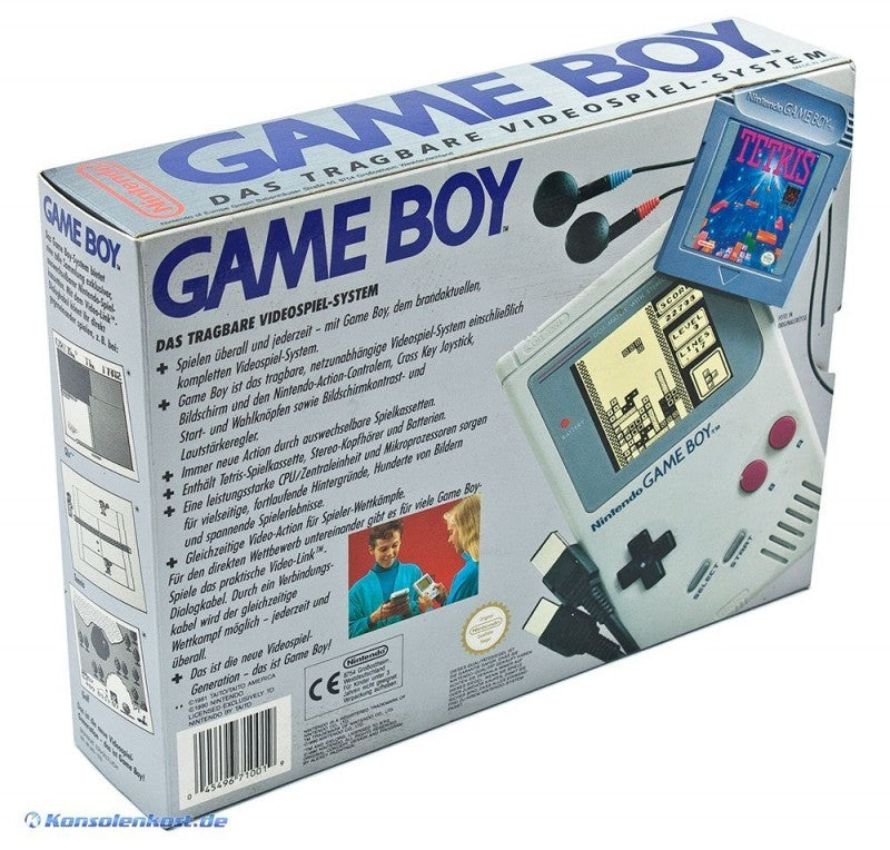 Konsole Classic + Tetris + Linkkabel + Original Kopfhörer grau