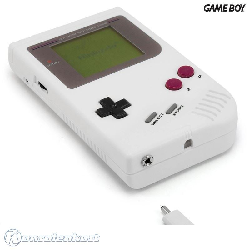 Konsole Classic DMG-01 grau + Chip Tune + Backlight grün + Mini USB Adapter