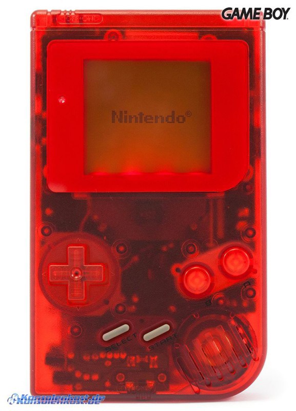 Konsole Classic DMG-01 Custom Case rot-transp. + Backlight rot + neues Display rot