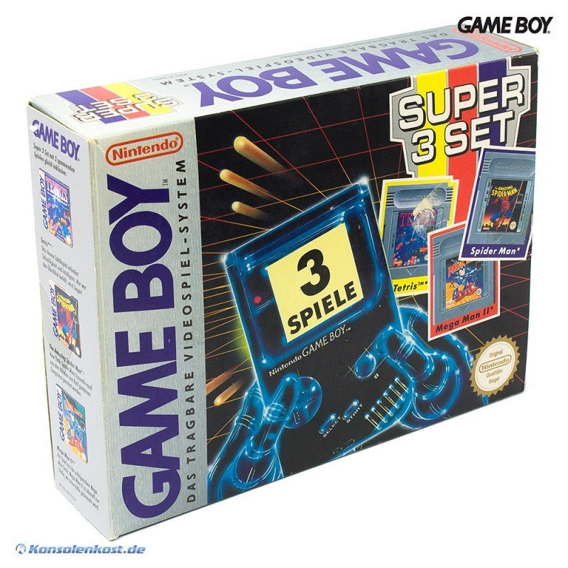 Konsole Classic DMG-01 grau Super 3 Set + 3 Spiele + Original Kopfhörer + Linkkabel