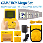 MegaSet: Konsole Classic + 10 GameBoy Spiele + Zubehör-Set gelb Banana Jim