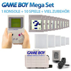 MegaSet: Konsole Classic + 10 GameBoy Spiele + Zubehör-Set grau