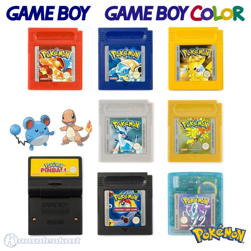 Pokemon Spiele Sammlung: Rot + Blau + Gelb + Silber + Gold + Kristall + u.a.