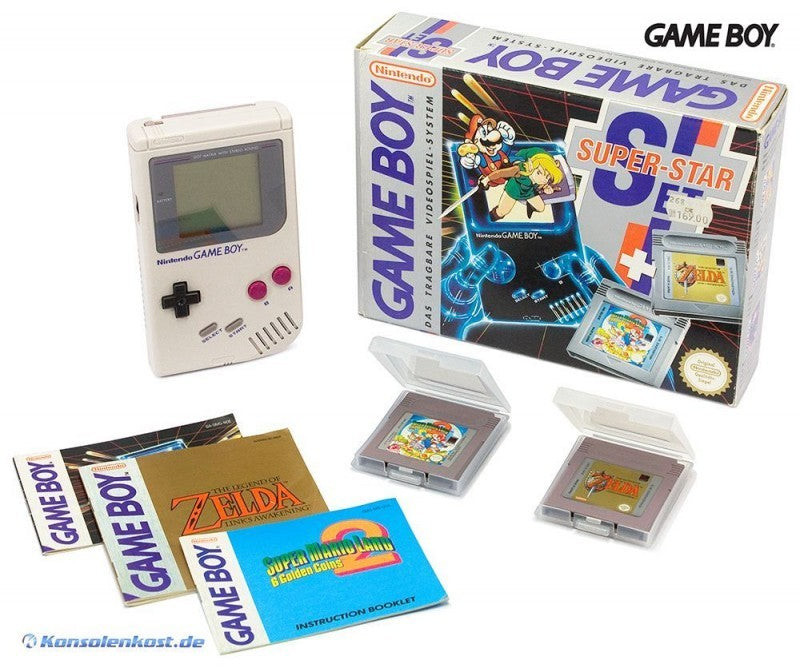 Konsole Classic DMG-01 grau Super Star Set + Zelda + Mario Land 2