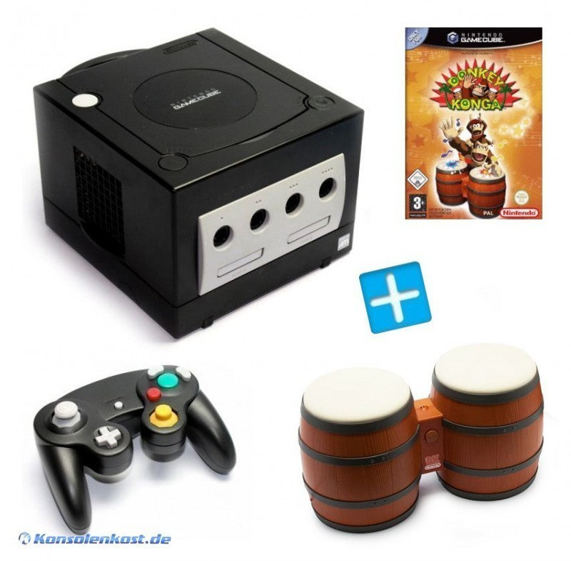 Konsole Donkey Konga Pak + Spiel + Bongos + Original Controller