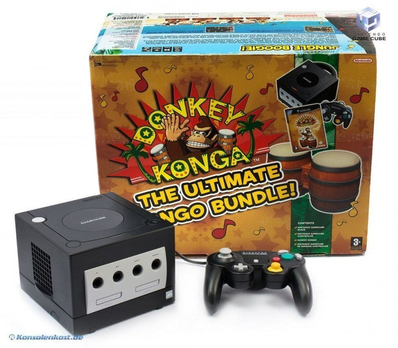 Konsole Donkey Konga Pak + Spiel + Bongos + Original Controller