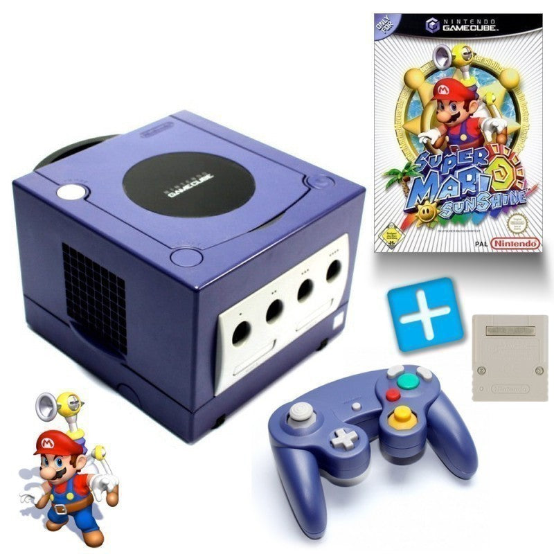 Konsole lila + Super Mario Sunshine + Controller + Memorycard