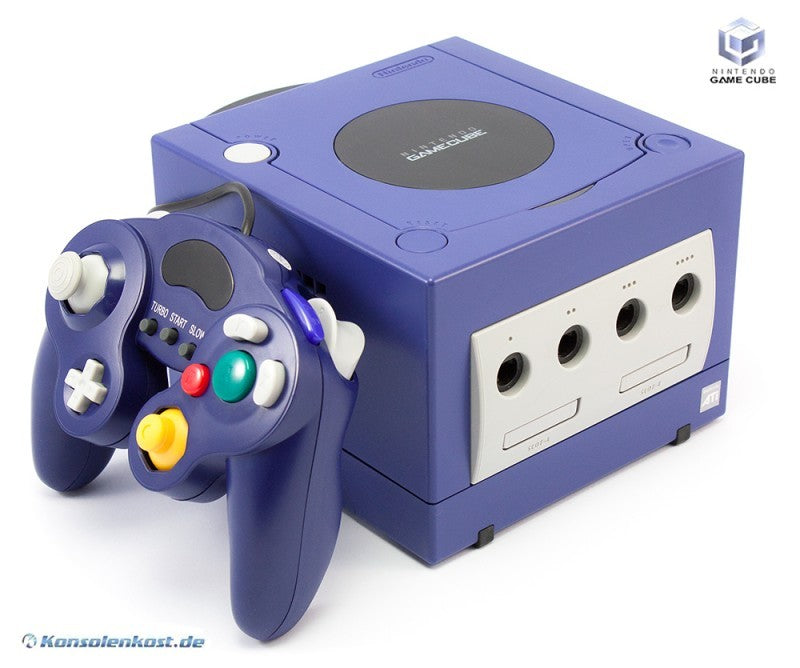 Konsole lila + Controller + Zubehör