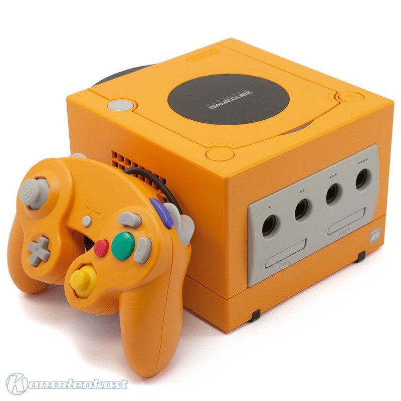 Konsole orange + Controller + dt. Zubehör