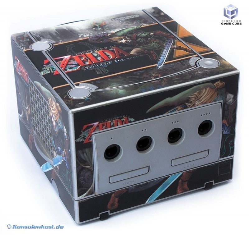 Konsole silber Custom Design Zelda + Controller + Zubehör