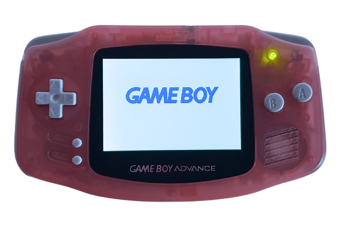 Konsole GBA pink - rosa / Clear Red IPS V3 Touch LCD Display Mod