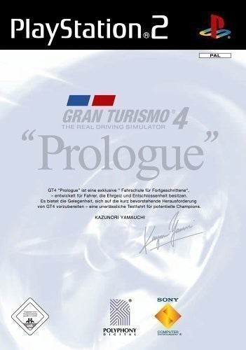 Gran Turismo 4 Prologue für PS2 zeigt das Cover mit dem Titel und dem USK-Siegel ab 0 Jahren.