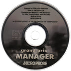 Der Datenträger von Grand Prix Manager ist eine CD-ROM mit dem Titel und dem MicroProse-Logo.