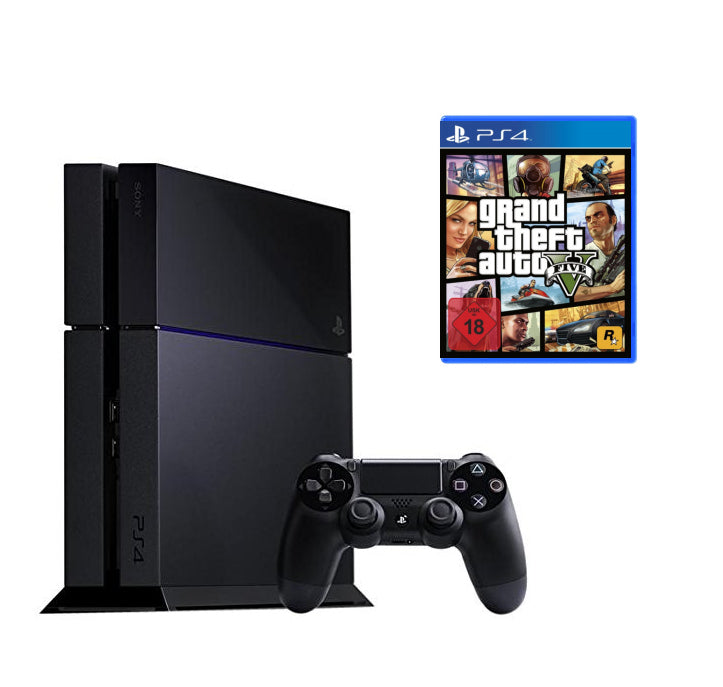 Konsole 500GB schwarz + GTA V + Original Controller