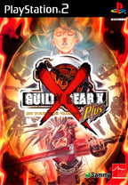 Das Cover von Guilty Gear X Plus für PS2 zeigt zwei Charaktere vor einem flammenden Hintergrund.