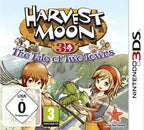 Das Cover von Harvest Moon 3D: Geschichte zweier Städte / The Tale of Two Towns zeigt zwei Bauernkinder und die USK ab 0.