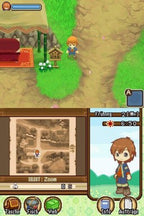 Eine Spielszene zeigt den männlichen Protagonisten in einer ländlichen Umgebung und eine Detailkarte.