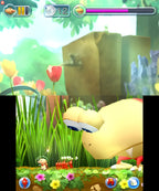 Hey! Pikmin zeigt eine Szene, in der Pikmin vor einem riesigen gelben Auge stehen.