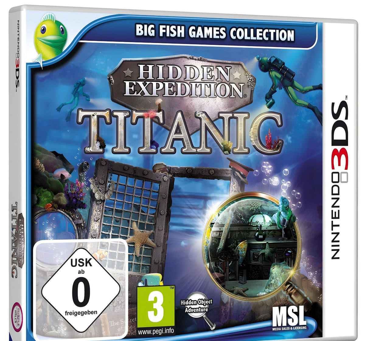 Das Cover von Hidden Expedition: Titanic zeigt Taucher vor einem versunkenen Schiffswrack, USK ab 0.