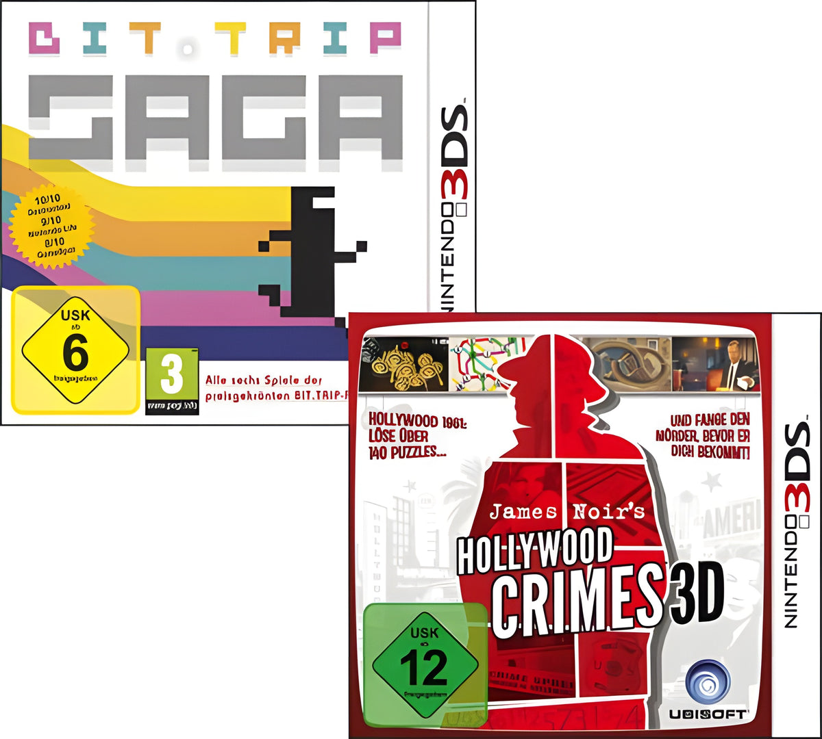 Das Cover von Hollywood Crimes 3D + Bit Trip Saga für Nintendo 3DS