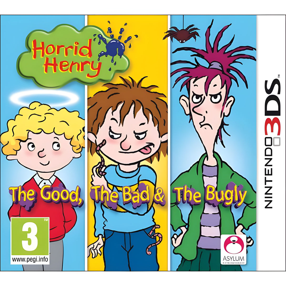 Das Cover von Horrid Henry: The Good, The Bad & The Bugly zeigt drei Jungen und das PEGI 3 Siegel.