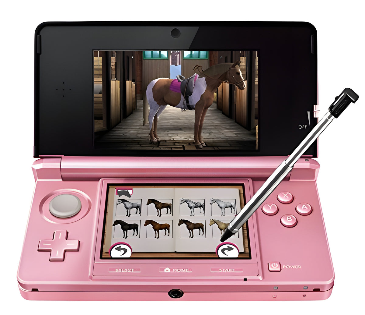 Horse Life 4: Mein Pferd, mein Freund, mein Champion zeigt eine Pferdeauswahl im Stall.