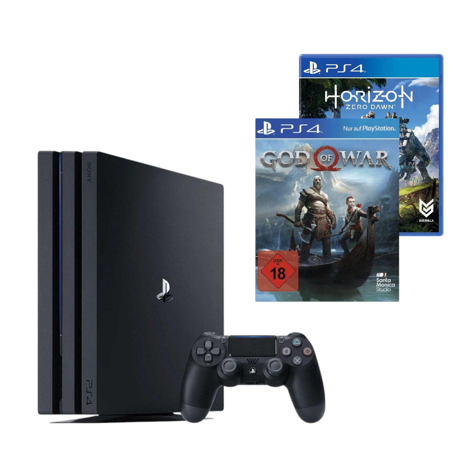 Konsole Pro 1TB schwarz + God of War + Horizon Zero Dawn + Original Controller