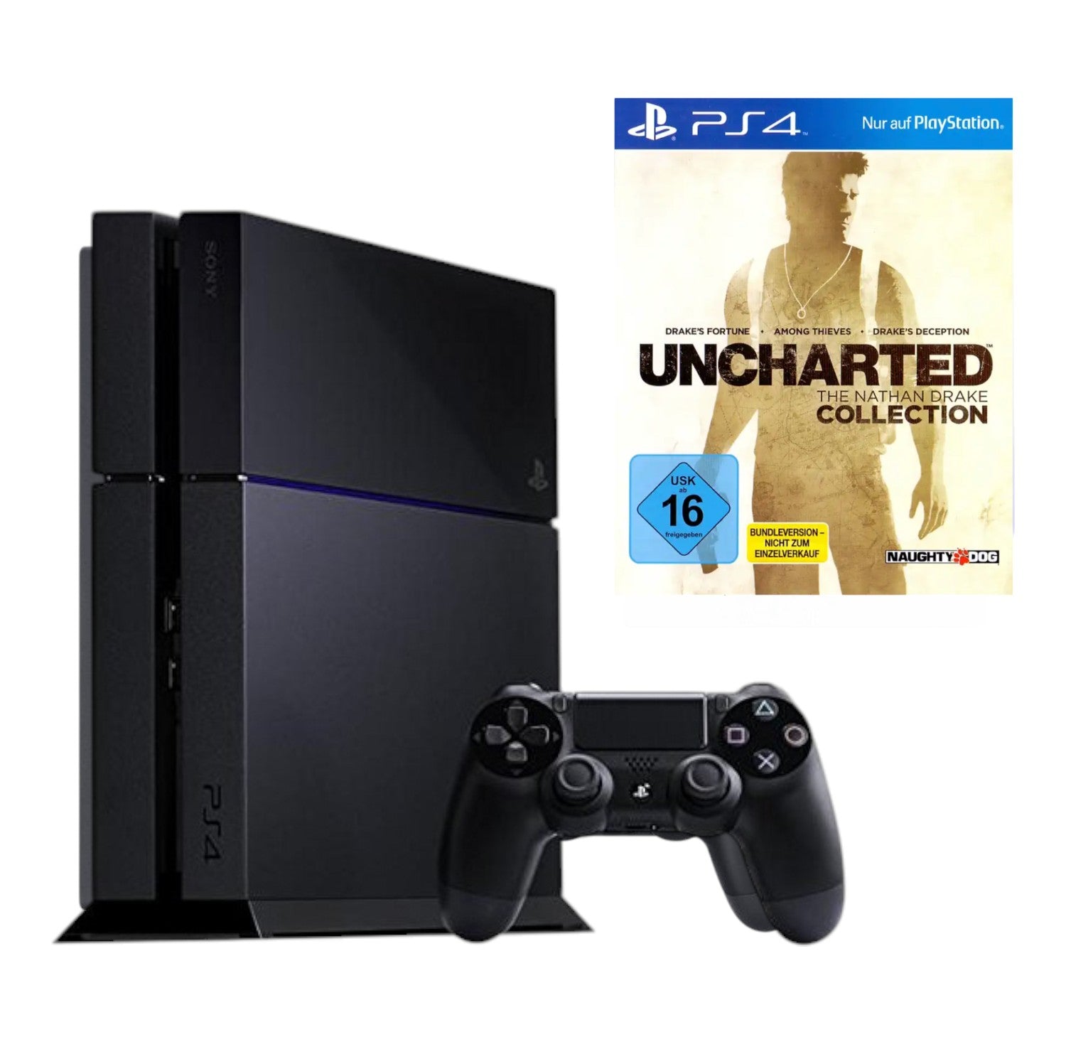 Konsole 1TB schwarz + Uncharted: Nathan Drake Collection + Original Controller