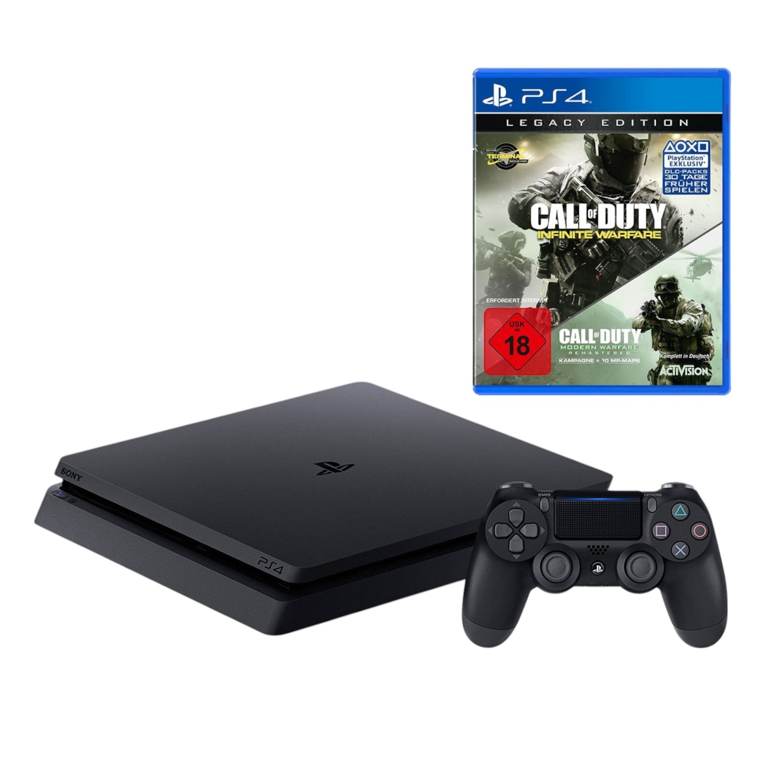 Konsole Slim 1TB schwarz + CoD: Infinite Warfare + Original Controller (DE) — Legacy Edition