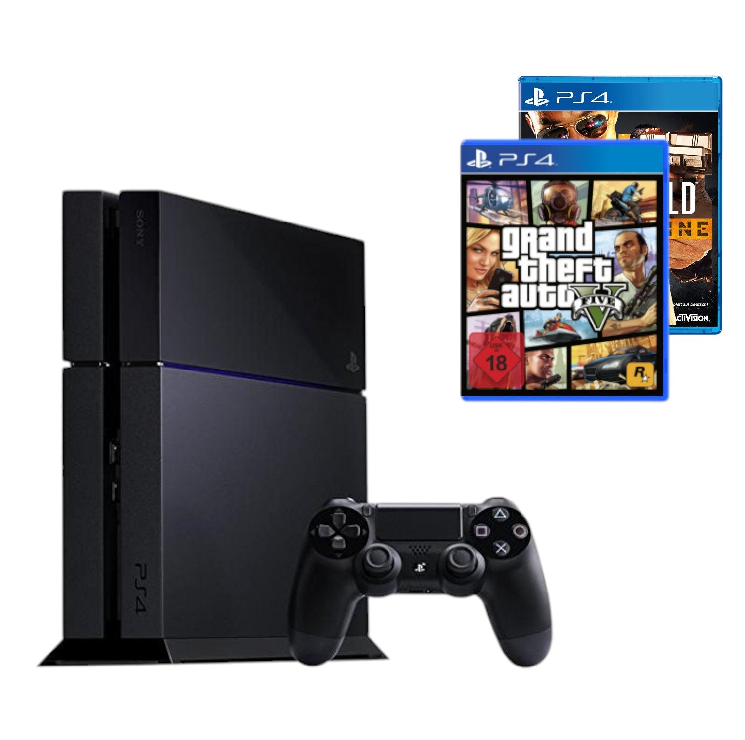Konsole 500GB schwarz + GTA V + Battlefield Hardline + Original Controller