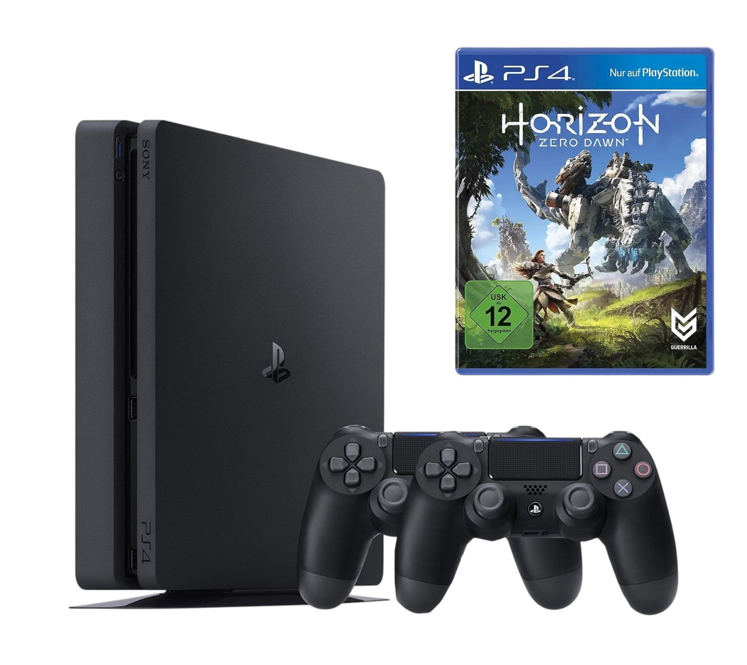 Konsole Slim 1TB + Horizon: Zero Dawn + 2 Original Controller