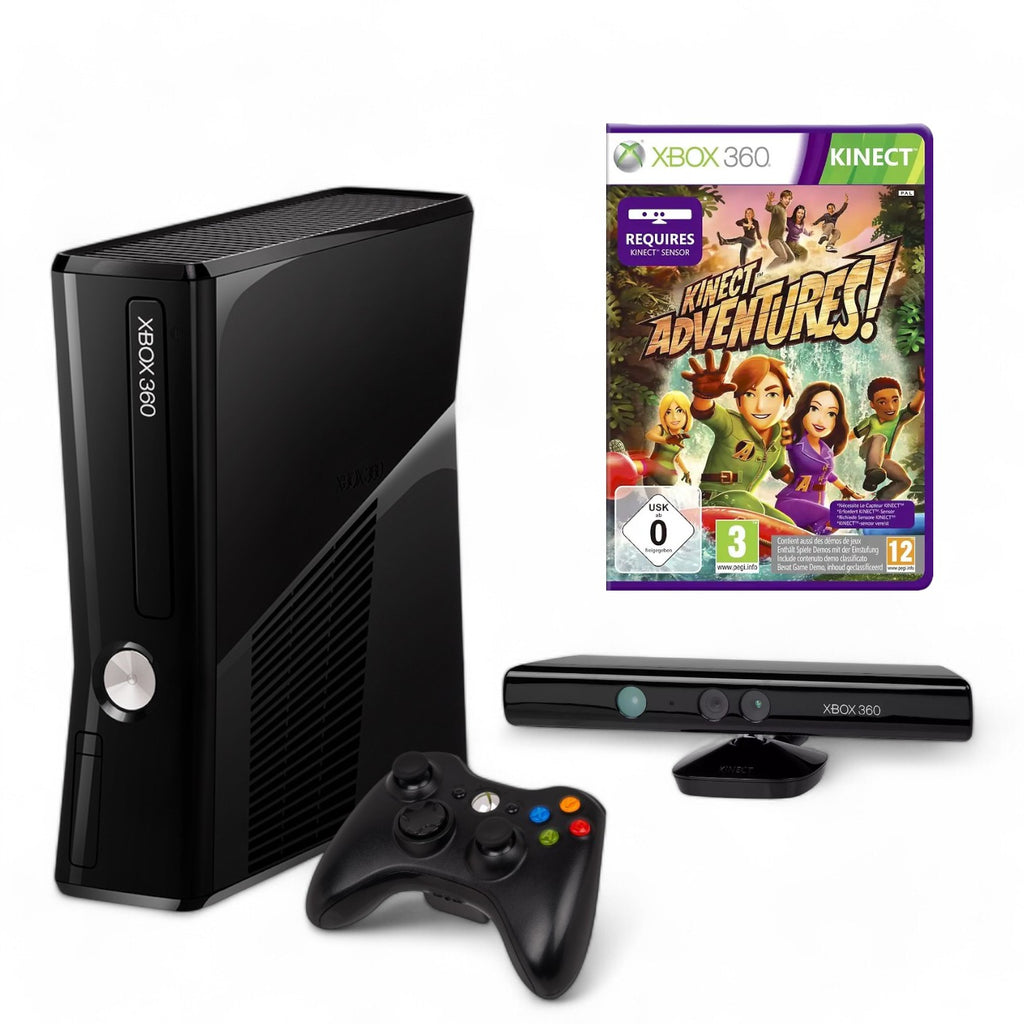 Konsole Slim 4GB glossy-schwarz + Kinect Adventures + Original Controller + Kinect