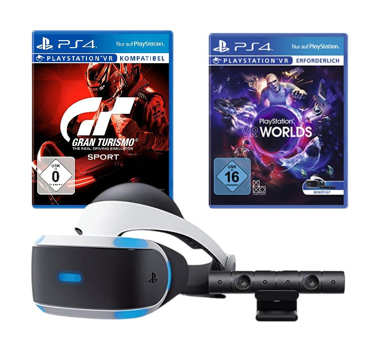 PlayStation VR Core Headset V1 + Gran Turismo Sport + VR Worlds + Kamera + Zubehör