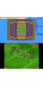 Auf dem oberen Bildschirm von Inazuma Eleven 3: Team Oger greift an! ist das Peacock Stadium zu sehen.